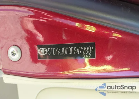 2014 Toyota Sienna Xle V6 8 Passenger z USA, uszkodzony, nr VIN 5TDYK3DC0ES472884